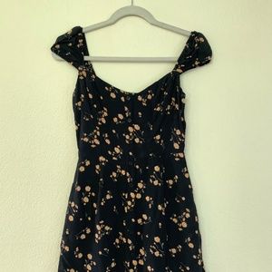 Black Floral In Print Casual Dress